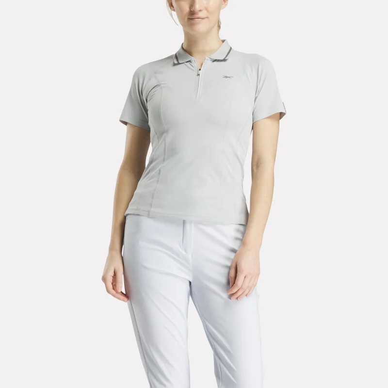 Image of Women's Short Sleeve Zip Bodycon Golf Polo Shirt
