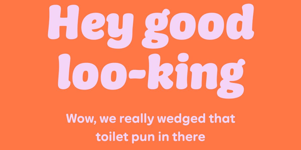 Hey good loo-king. Wow, we really wedged that toilet pun in there.