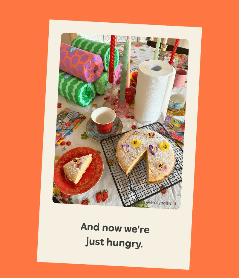 And now we're just hungry. Image: Who Gives A Crap paper towels surrounded by pie and tea. Image by @emilynaismith