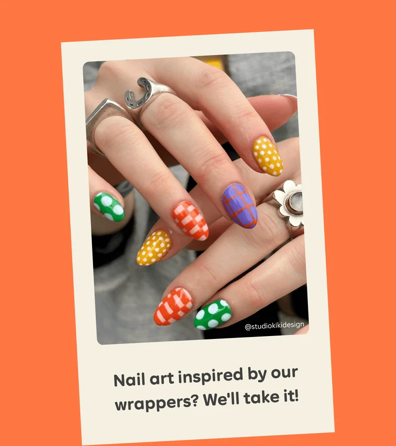 Nail art inspired by our wrappers? We'll take it! Image by @studiokikidesign
