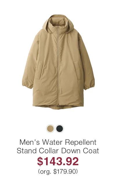 Shop Men's Water Repellent Stand Collar Down Coat