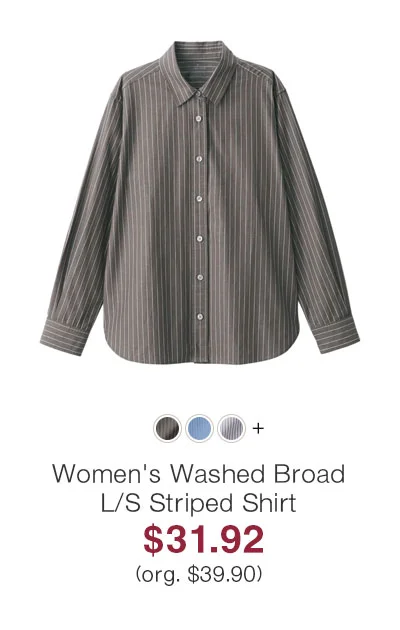 Shop Women's Washed Broad Regular Collar L/S Striped Shirt