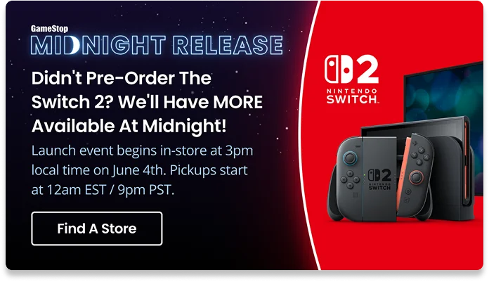 Midnight Release. Didn't pre-order the Swich 2? We'll have MORE available at midnight!