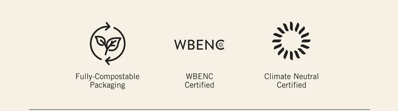 Certified Plant Based. WBE NC Certified. Fully-Compostable Packaging. Climate Neutral Certified.