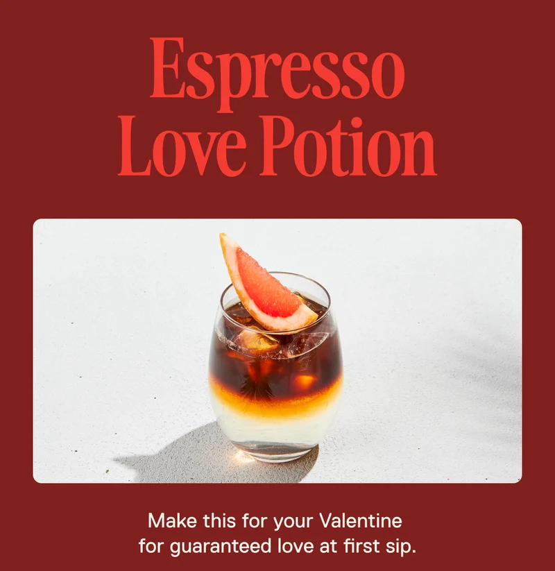 Espresso Love Potion. Make this for your Valentine for guaranteed love at first sip.
