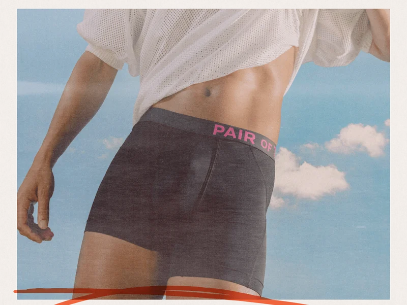 SuperCool boxer briefs on model.