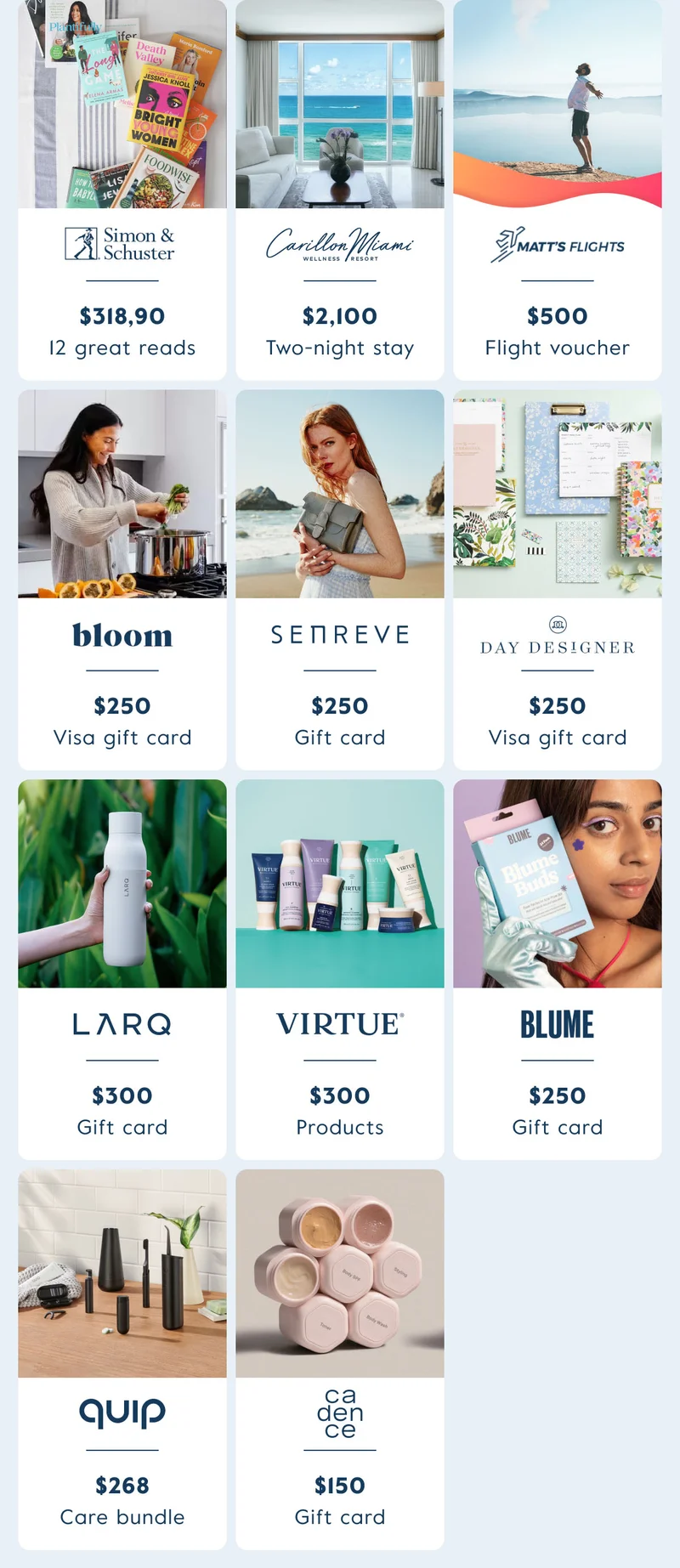 Win a two-night stay at Carillon Miami wellness resort ($2,100 value), a $500 flight voucher from Matt's Flights, a $300 LARQ gift card, and more!