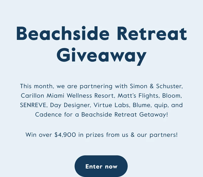 Click here to enter for a chance to win the Beachside Retreat Giveaway! ($4,900 value)