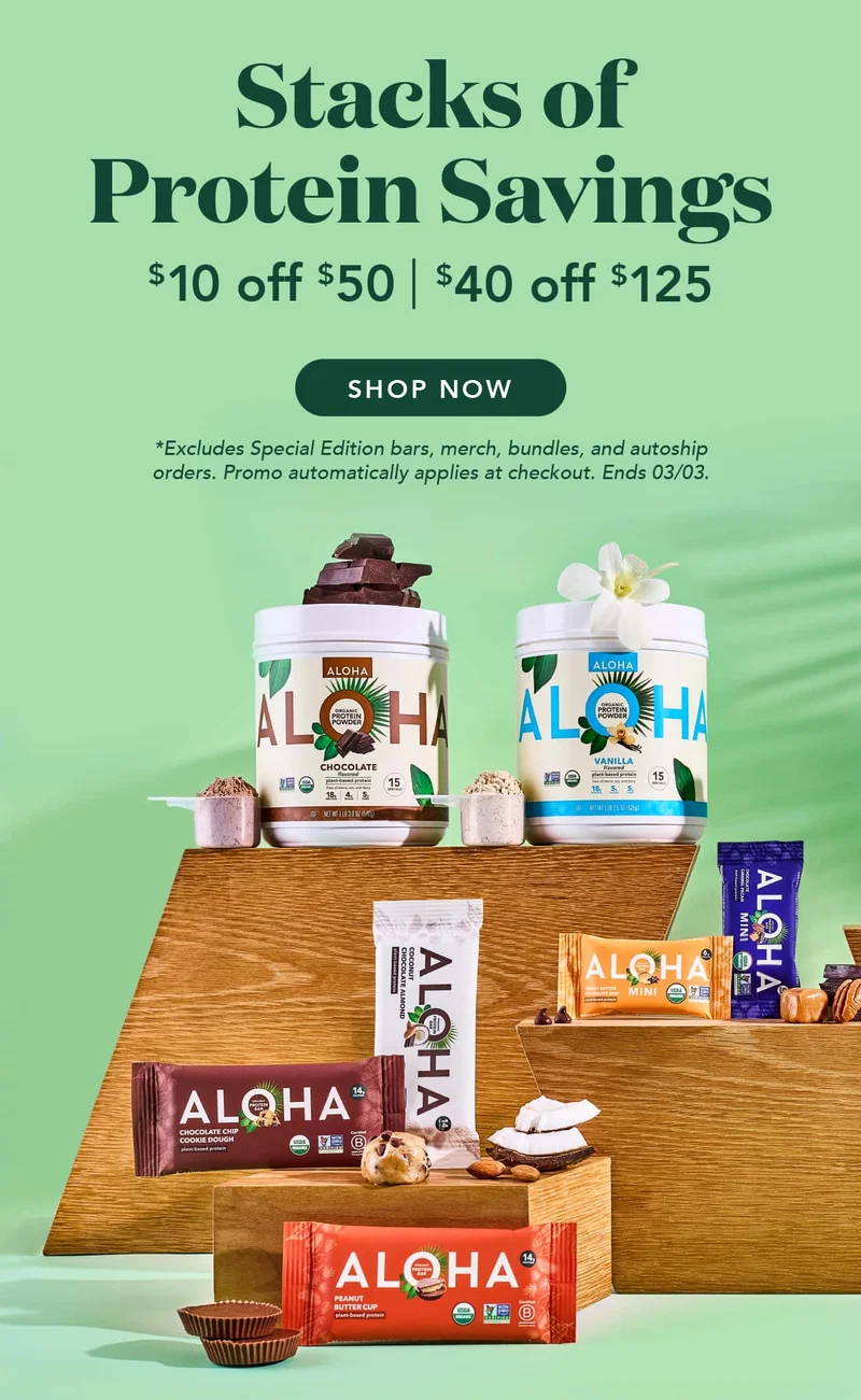 Stacks of protein savings! Save $10 when you spend $50 and $40 when you spend $125! Excludes special edition bars, merch, bundles, and autoship. Promo applies automatically at checkout. Ends 03/03