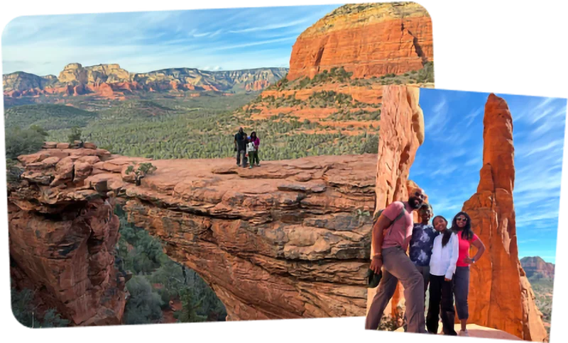 Nitya Chambers and family in Grand Canyon National Park
