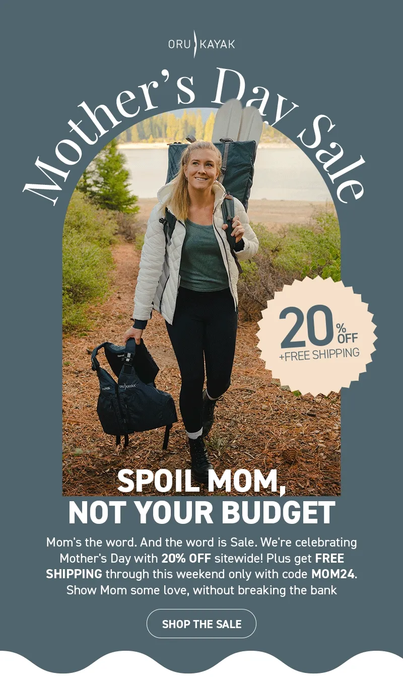 Mother's Day Sale is here! Save 20% OFF everything. Spoil Mom, not your budget. Through the weekend, get free shipping with code discount code