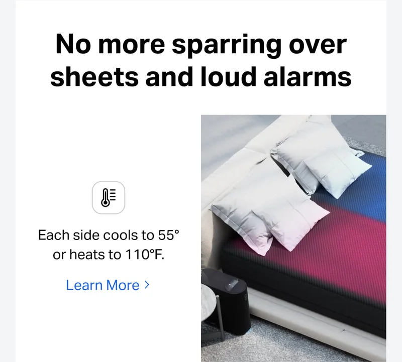 Each side cools to 55° or heats to 110°F.