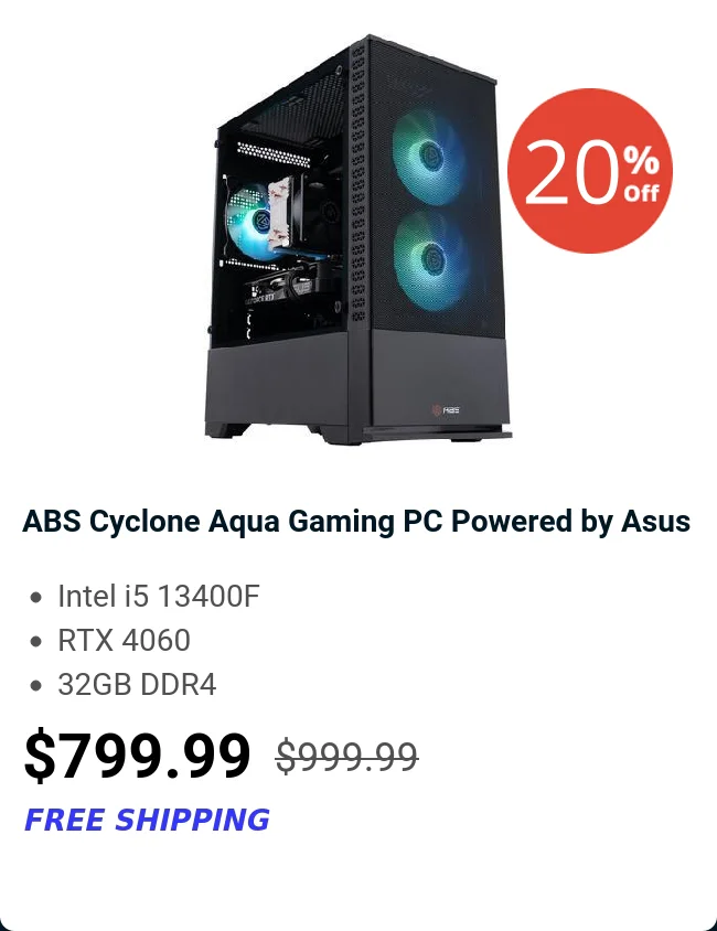 ABS Cyclone Aqua Gaming PC Powered by Asus