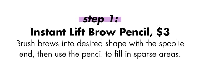 Brush brows into desired shape with the spoolie end and the pencil to fill in sparse areas Brush brows into desired shape with the spoolie end and the pencil to fill in sparse areas