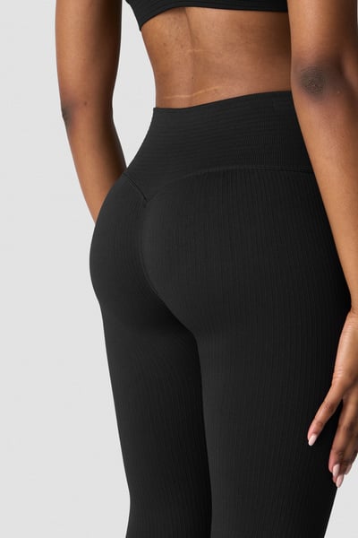 Image of Ribbed Define Seamless V-shape Tights Black