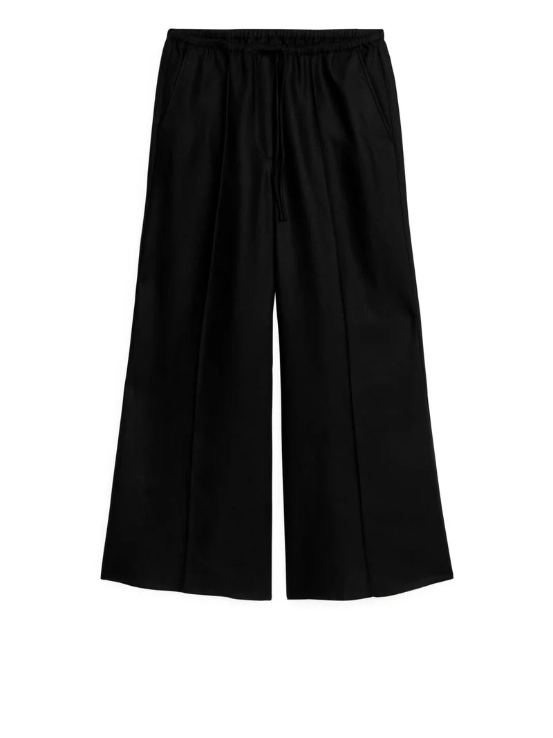 Kick Flare Drawstring Trousers Black