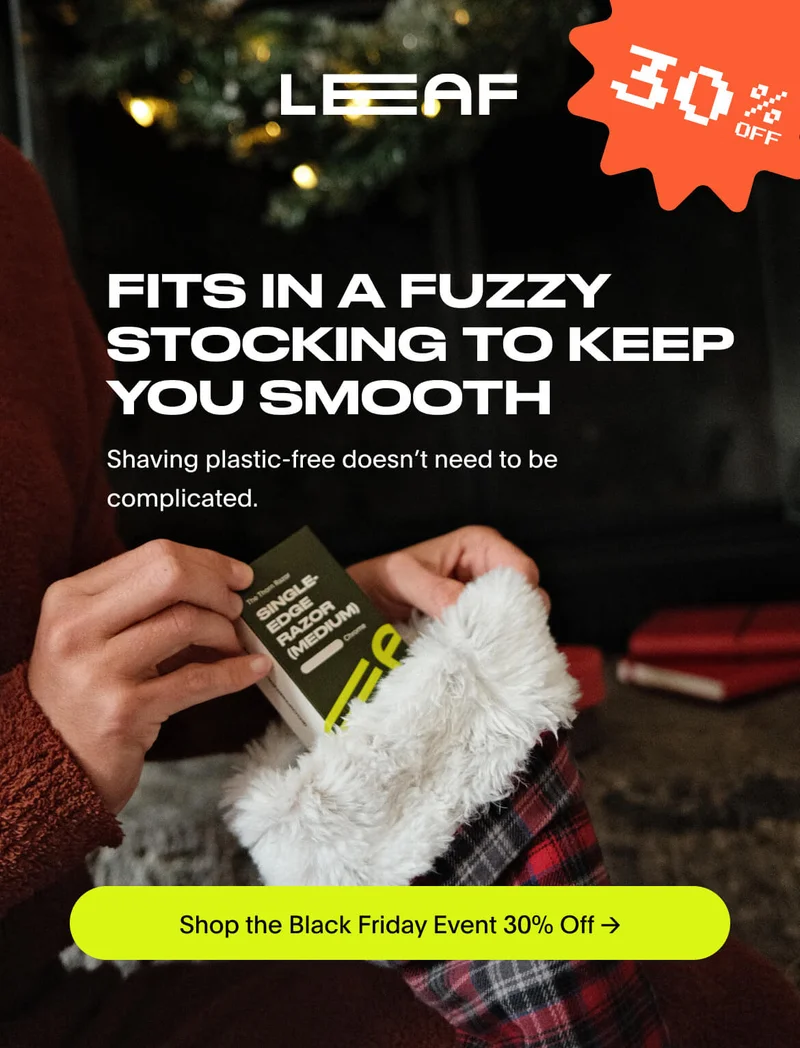 Person lifting a razor box out of a stocking