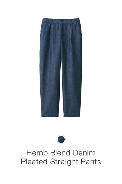 Shop Men's Hemp Blend Denim Pleated Straight Pants