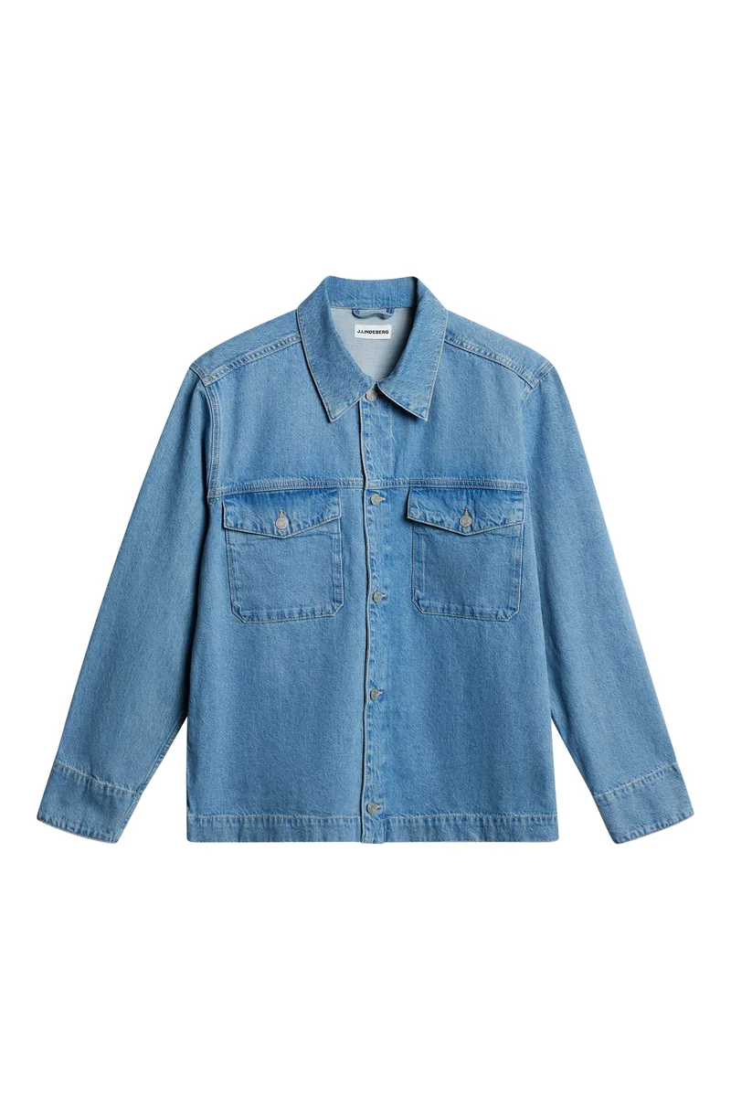 Image of Hunt Washed Denim Overshirt / Light Blue