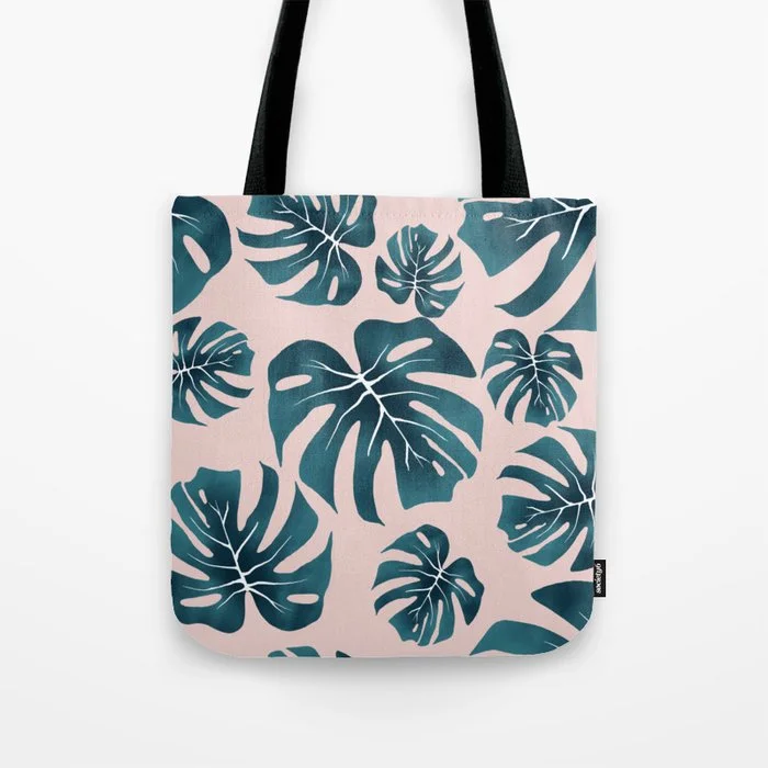 Blush Monstera Elegance: Whimsical Charm & Tropical Serenity Tote Bag Tote Bag