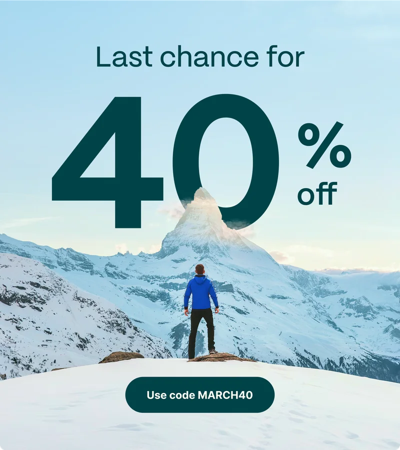 Last chance for 40% off; Use code discount code