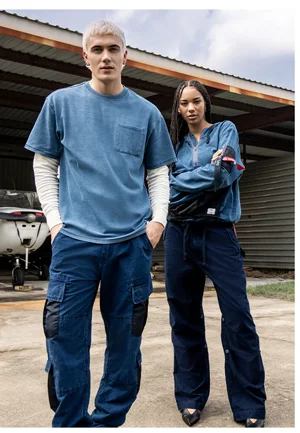 Men's Alpha x Lee Indigo Dyed Loose Pocket Tee