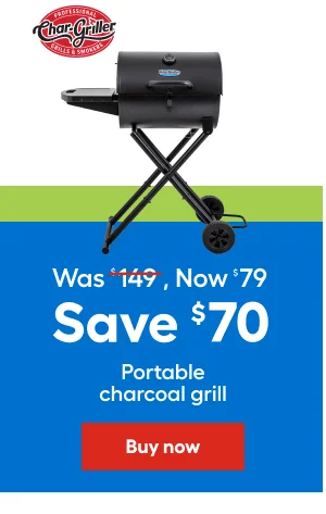 Was $149 , Now $79, Save $70, Portable charcoal grill