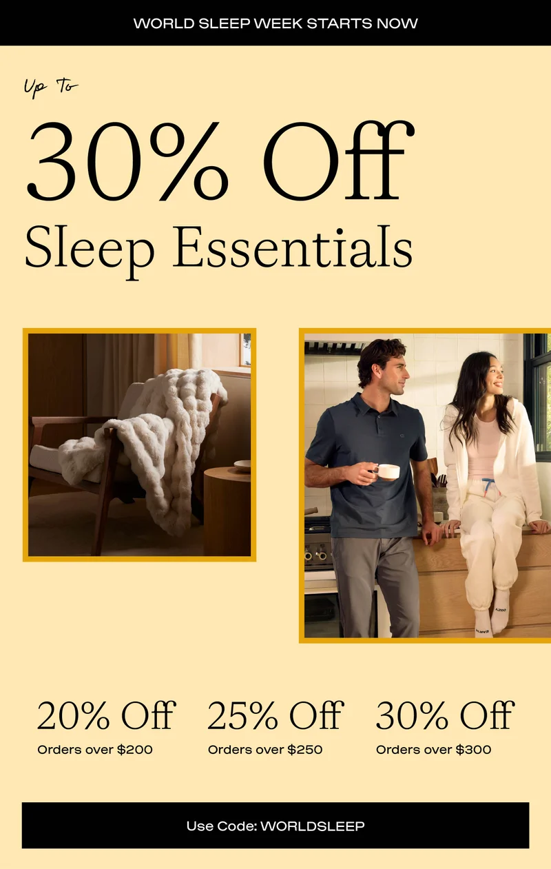 Up to 30% off sleep essentials - Shop World Sleep Week Now: