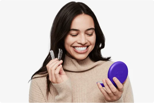 Person looking at aligner case