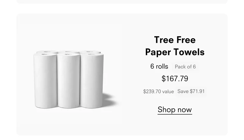 Tree Free Paper Towels 6 Rolls (Case of 6)