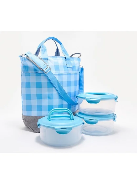 LocknLock Insulated Tote w/ 3-pc Storage Set w/Handles & (1) Divider