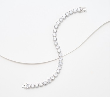 Diamonique Classics Blossom Cut Tennis Bracelet Sterling Silver