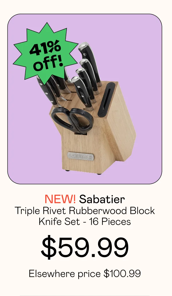 Triple Rivet Rubberwood Block Knife Set - 16 Pieces