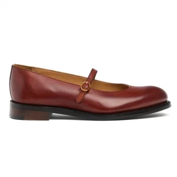 Jayne D Single Strap Mary Jane Shoe in Dark Leaf Calf Leather