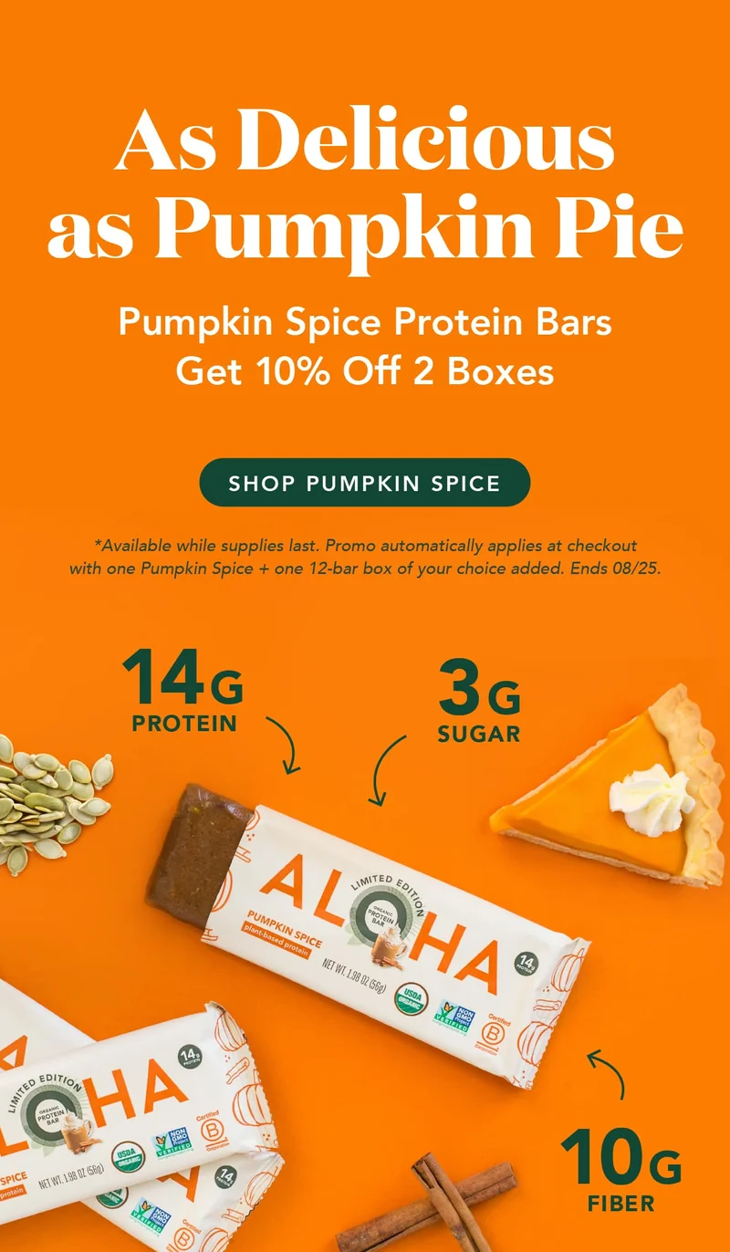 Pumpkin Spice bars are back! Get 10% off 2 boxes of Pumpkin Spice bars to enjoy a taste as delicious as pumpkin pie.