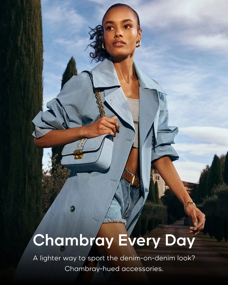 Chambray Every Day A lighter way to sport the denim-on-denim look? Chambray-hued accessories.