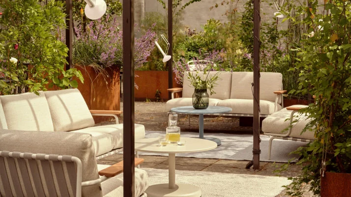 A courtyard setting featuring products from Muuto during Copenhagen's 3daysofdesign.