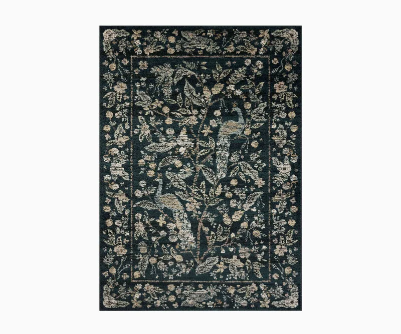 Image of Laurel Peacock Garden Power Loomed Rug - Navy