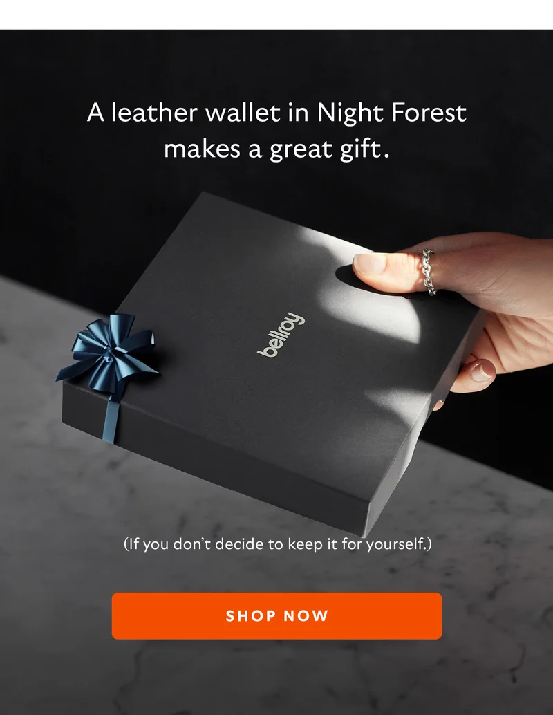 A leather wallet in Night Forest makes a great gift. (If you don’t decide to keep it for yourself.)