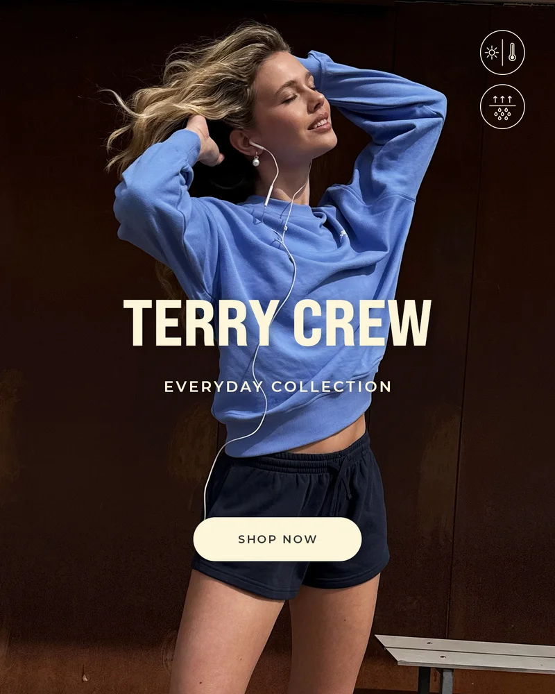 THE TERRY CREW FEATURES AN OVERSIZED FIT AND LIGHTWEIGHT, BREATHABLE FABRIC FOR COMFORT BEFORE, DURING, AND AFTER TRAINING