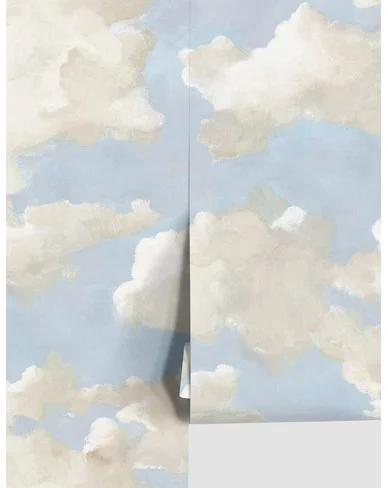 Clouds on Canvas Premium Peel + Stick Wallpaper-Blue