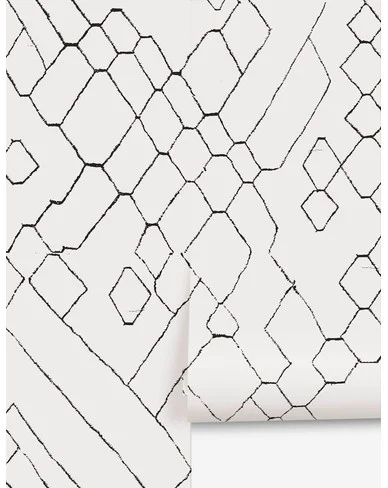 Moroccan Wallpaper Mural by Sarah Sherman Samuel - Black and Ivory