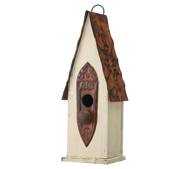 Glitzhome Nordic Chalet Distressed Finish Wood Birdhouse