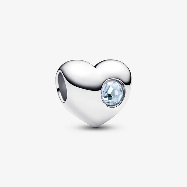 Engravable Sea Aqua Blue Stone Heart Charm