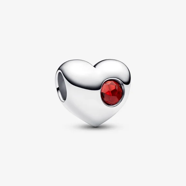 Engravable Red Stone Heart Charm