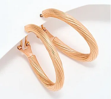 UltraFine 950 Silver Omega Back 1 1/4" Hoop Earrings