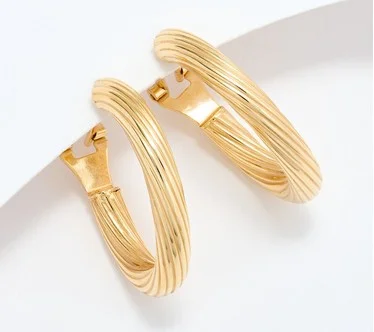 UltraFine 950 Silver Omega Back 1" Hoop Earrings