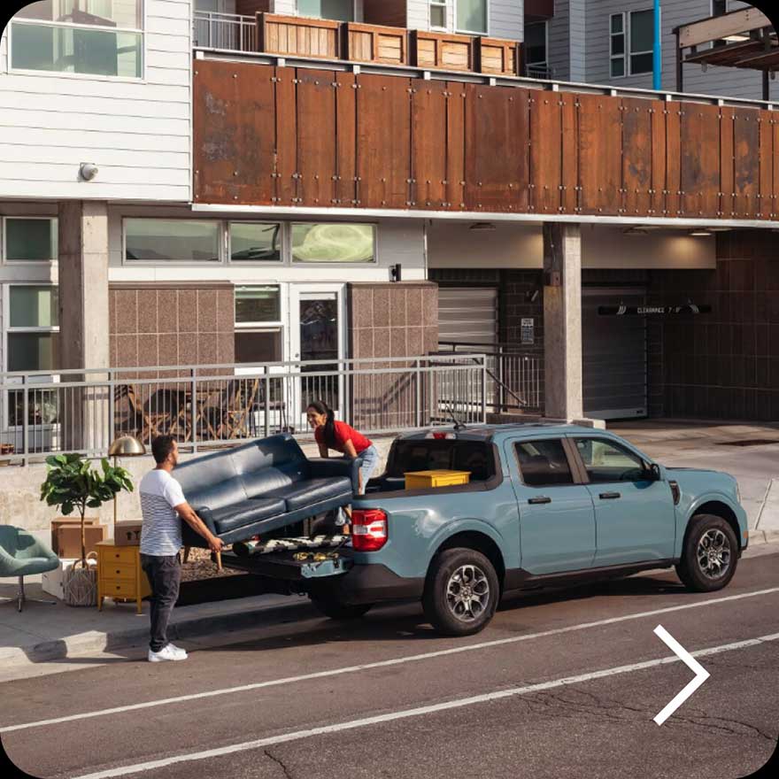 A 2023 Ford Maverick being unloaded.