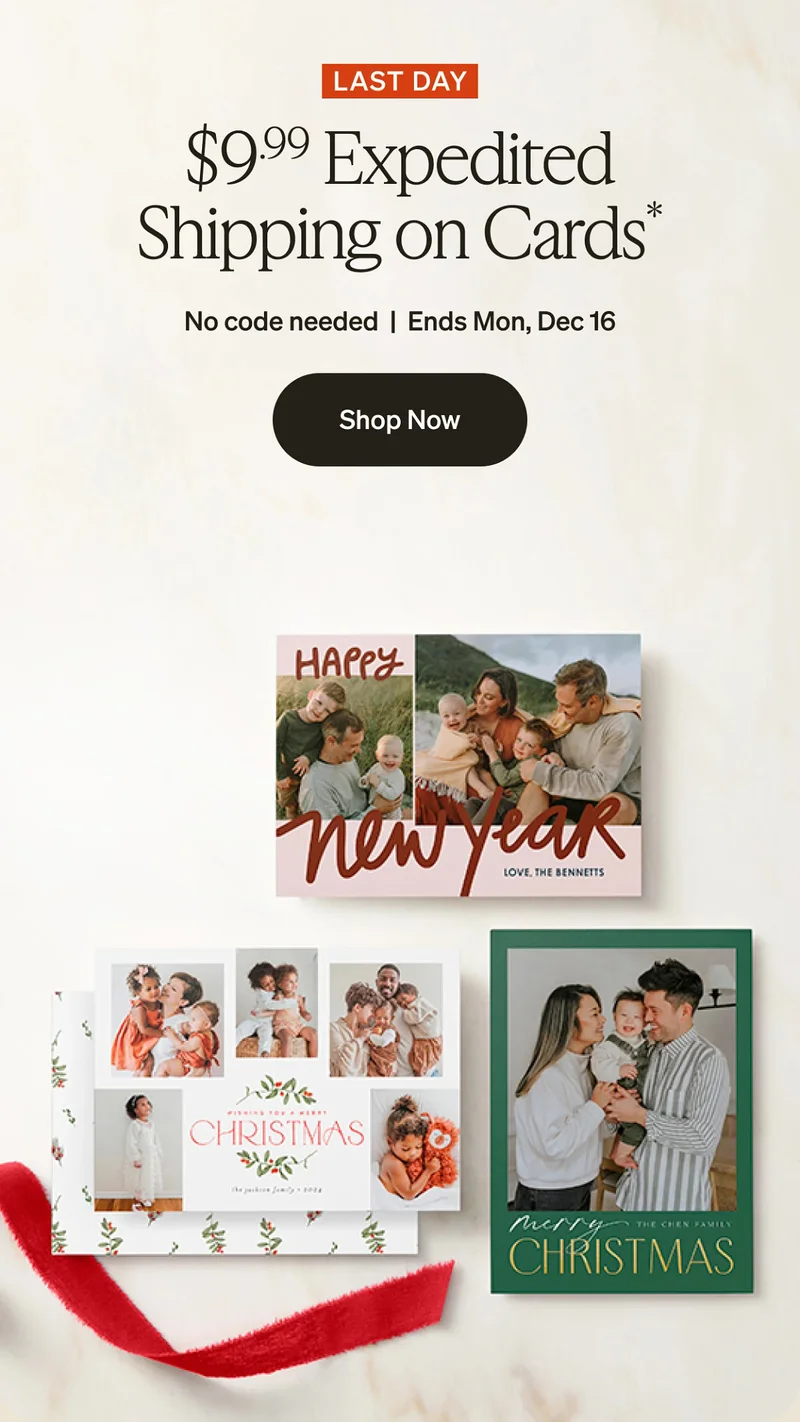 ENDS TONIGHT: $9.99 Expedited Shipping on Cards!