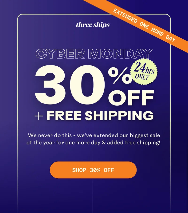 Cyber Monday 30% off + Free Shipping. Shop 30% off.